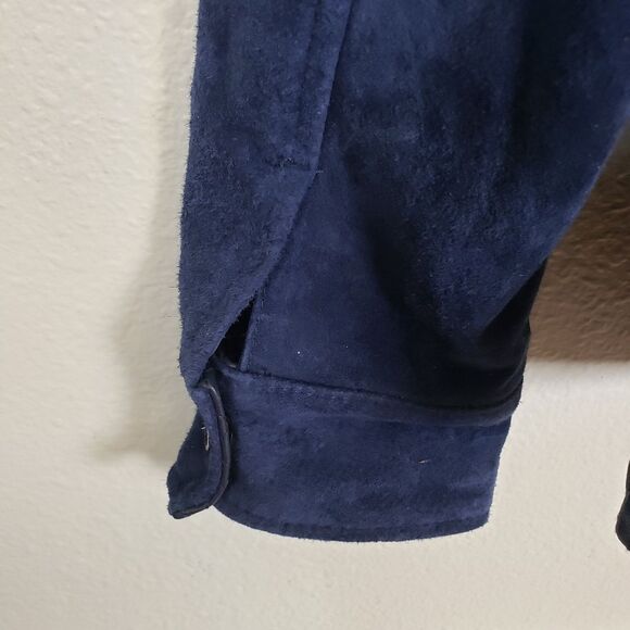 Isaac Mizrahi Live Women's Navy Blue Suede Moto Leather Quilted Zip Up Jacket 4 - Picture 10 of 14